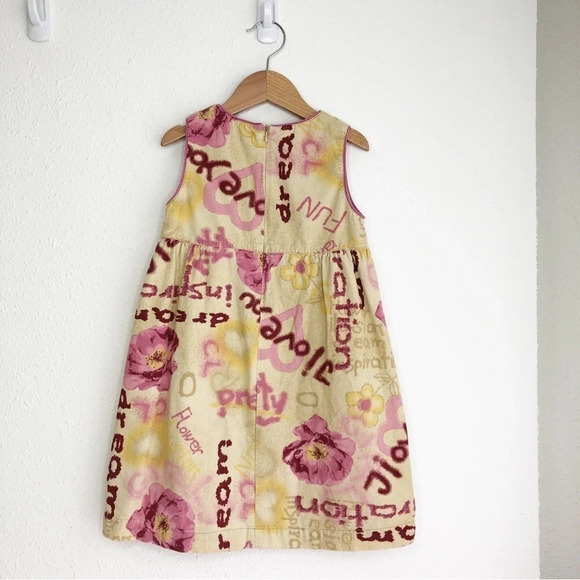 Zara dress sleeveless tan corduroy with purple flowers size 5 years - Picture 2 of 9